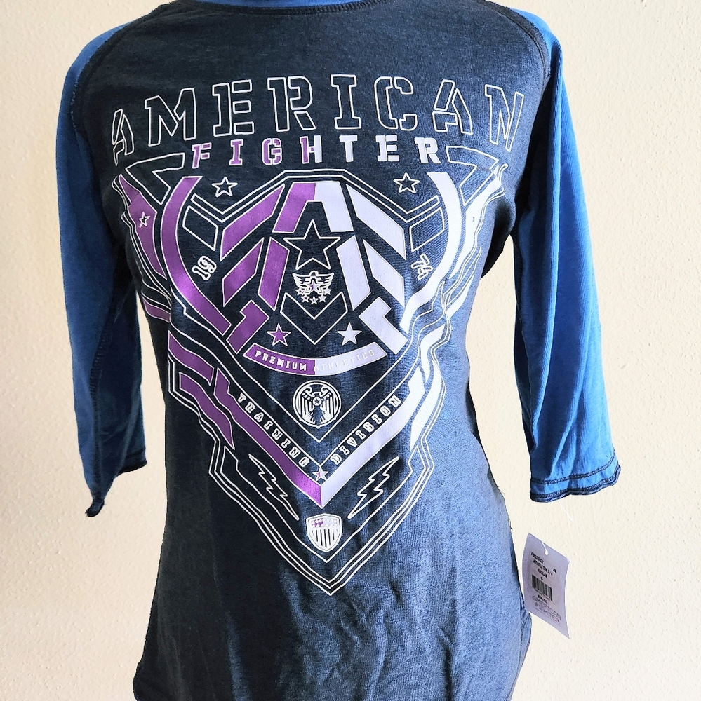 American Fighter Blue and Purple T